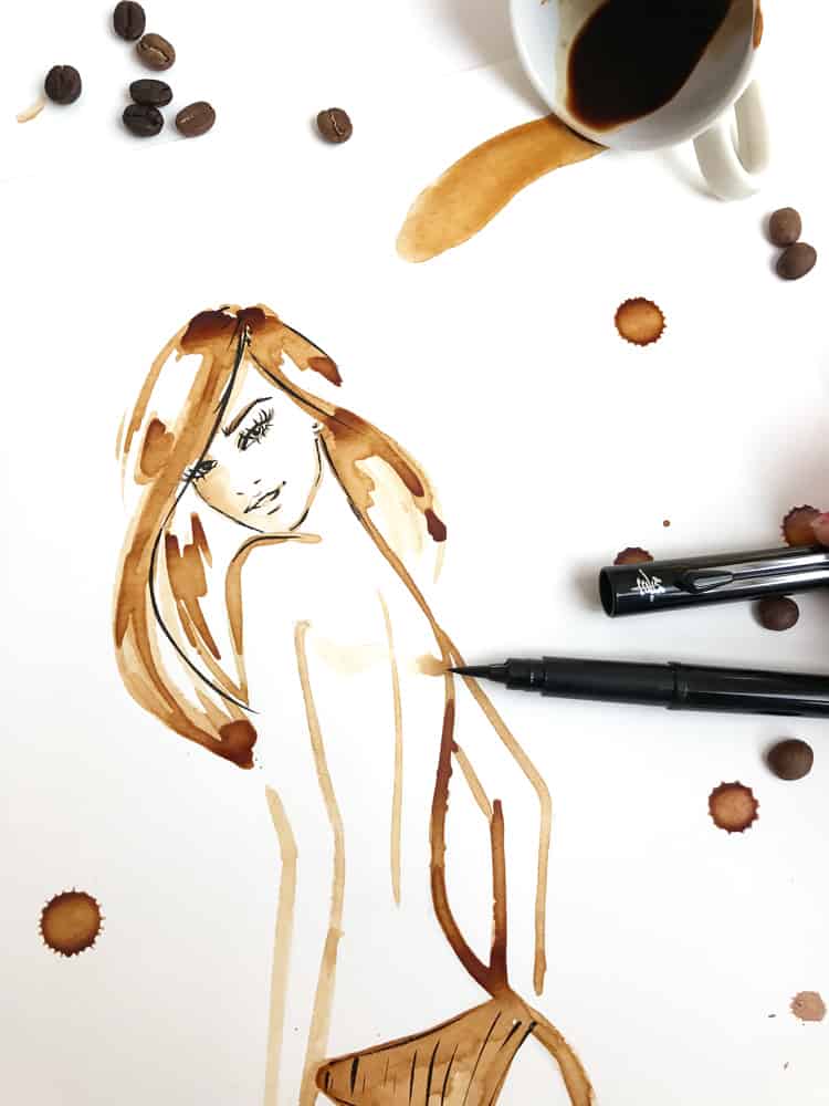 coffee art, coffee painting fashion art