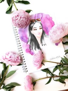 fashion illustration, custom fashion portrait , art by Elena Fay