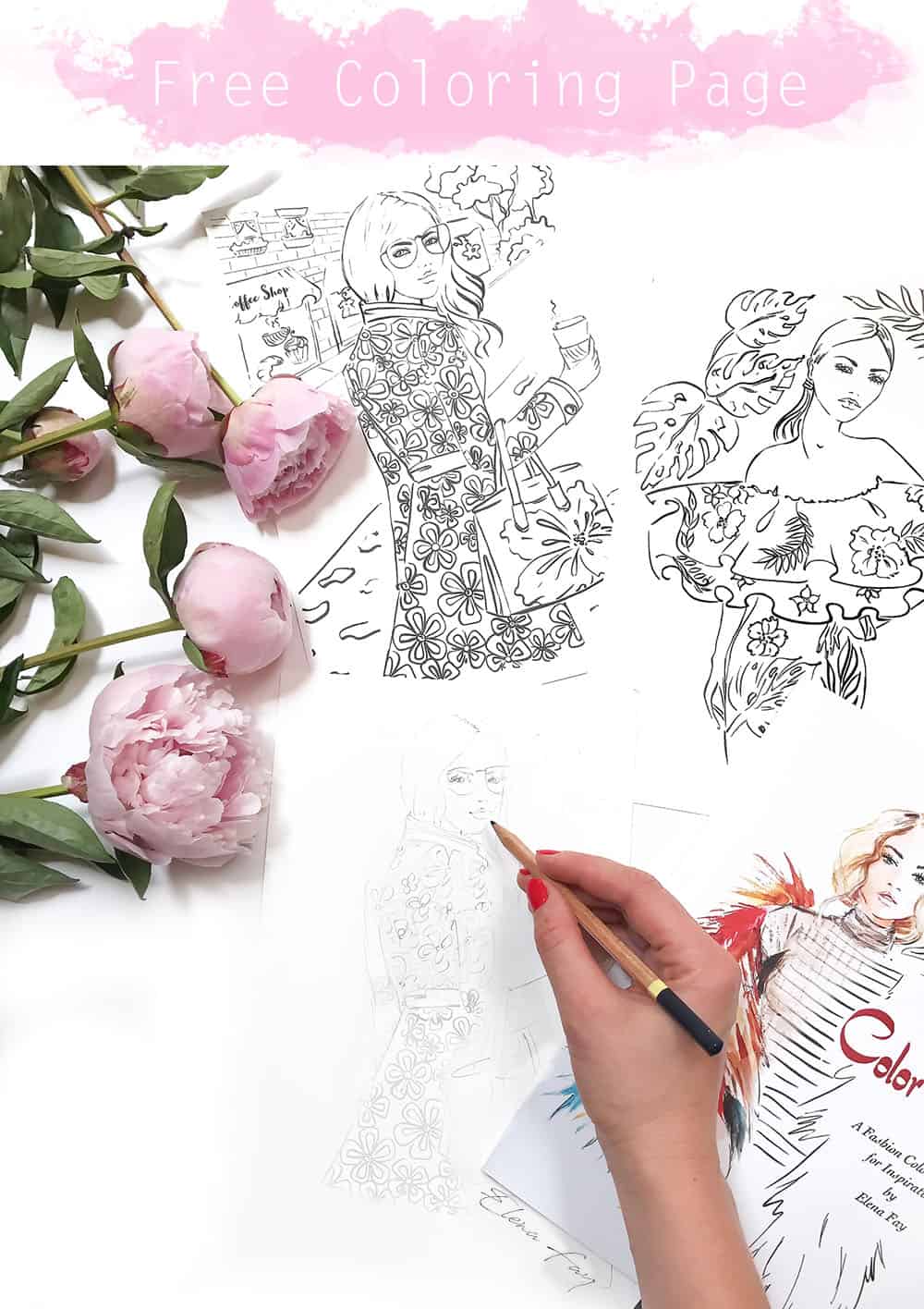 free coloring page, fashion coloring page
