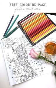 free coloring page, fashion coloring page, adult coloring book