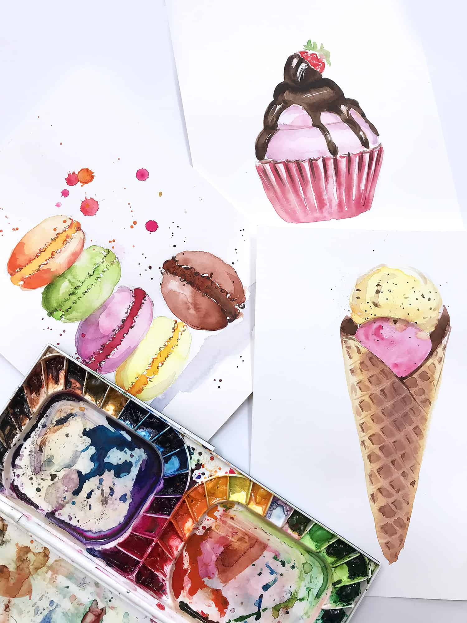 Watercolor for Beginners. Watercolor Tips for Beginners. How to paint Ice Cream cone with Watercolor